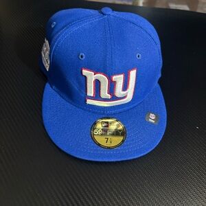 NY GIANTS NEW ERA 59FIFTY BLUE HAT PINK BOTTOM Sz 7-1/8